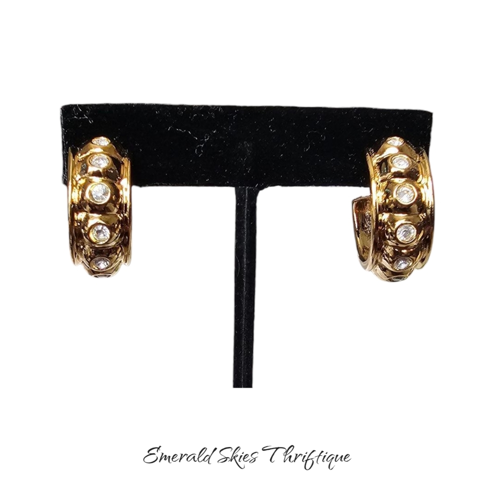 Vintage golden glitter earrings, new - Picture 1 of 5